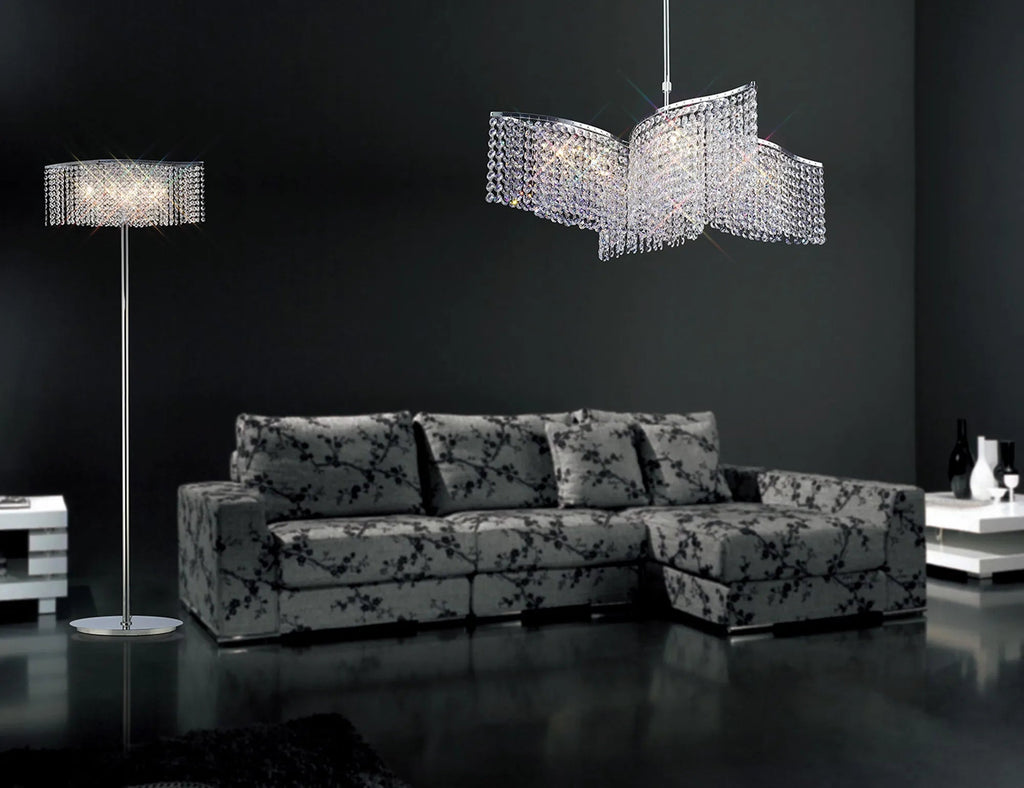 Diyas - Fabio Wave Multi Armed Crystal Table Lamp with Droplets - Luminosity Designs Ltd