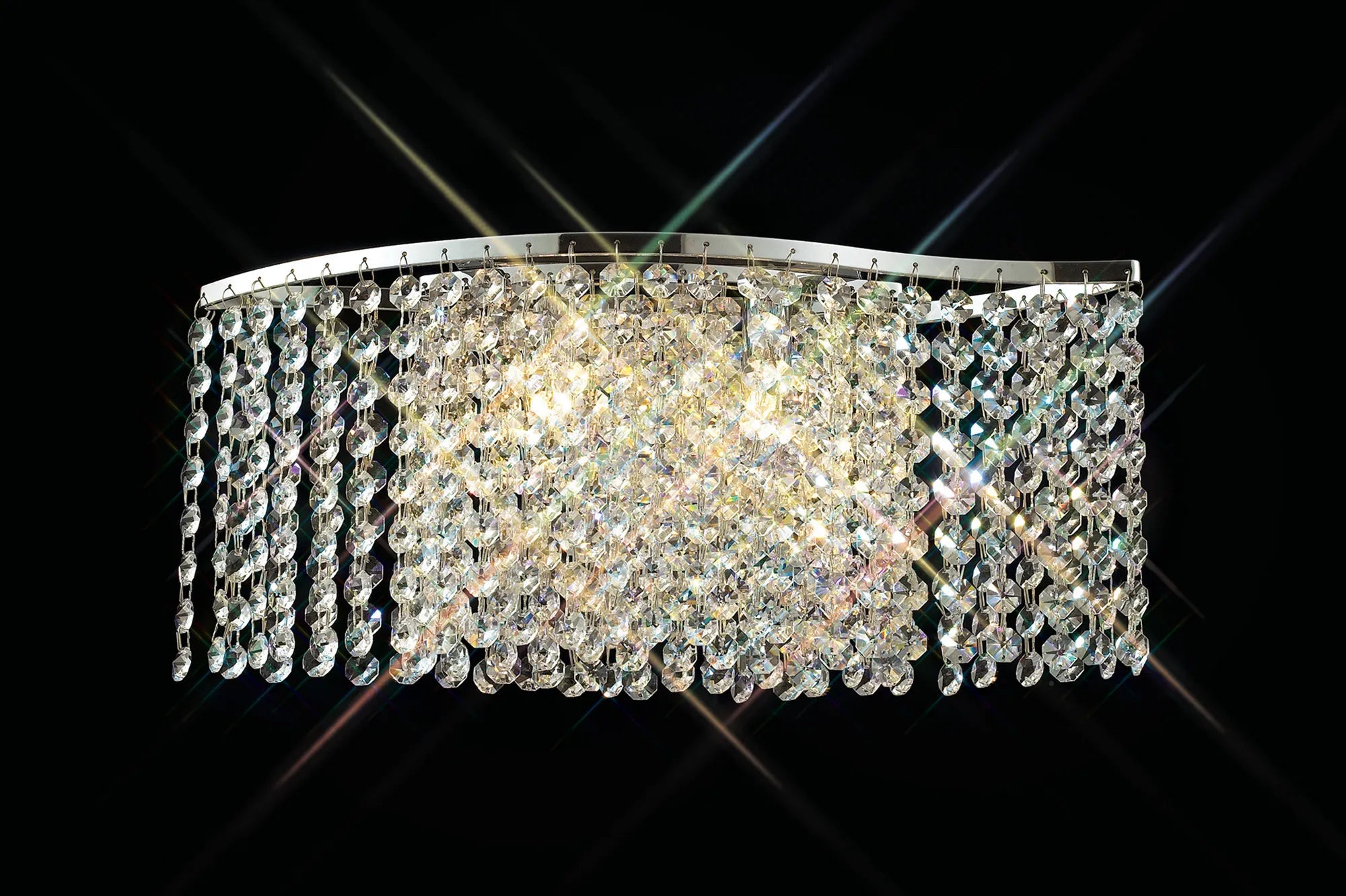 Diyas - Fabio Wave Wall Light with Crystal Droplets - Luminosity Designs Ltd