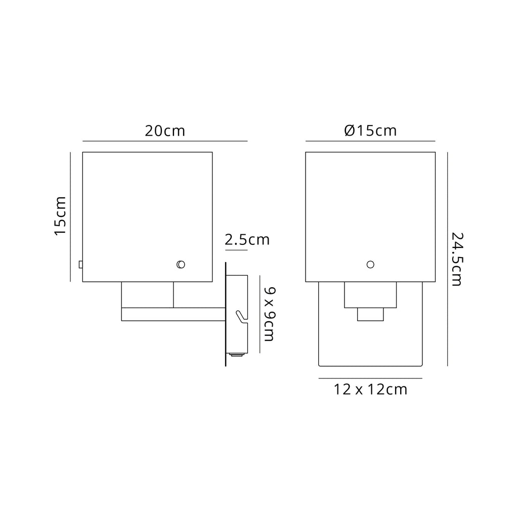 Luminosity Designs - Fae Black and Brass Framed Switched Wall Light With Tubular Glass. 1x E27 - Luminosity Designs Ltd