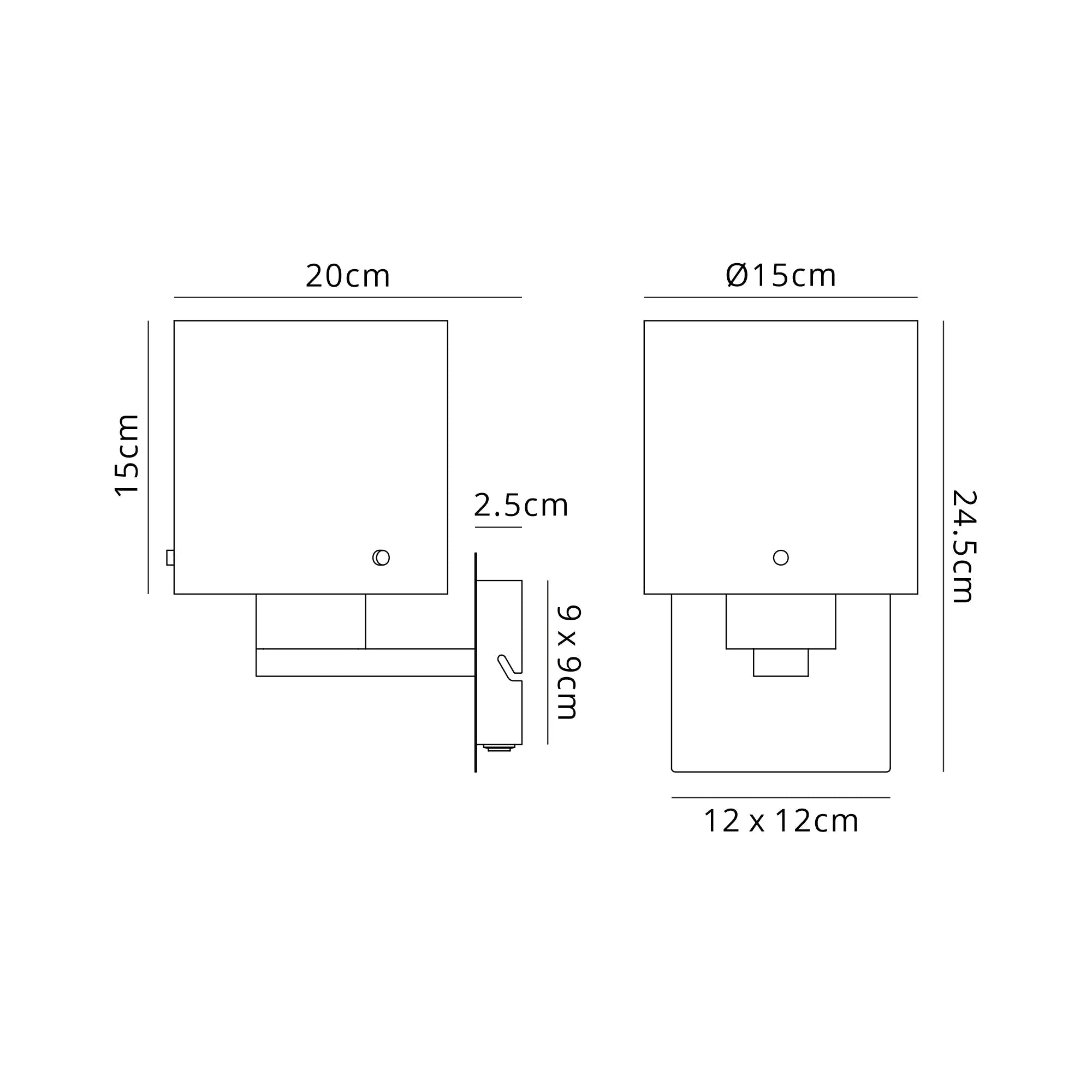 Luminosity Designs - Fae Black and Brass Framed Switched Wall Light With Tubular Glass. 1x E27 - Luminosity Designs Ltd