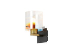 Luminosity Designs - Fae Black and Brass Framed Switched Wall Light With Tubular Glass. 1x E27 - Luminosity Designs Ltd