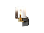 Luminosity Designs - Fae Black and Brass Framed Switched Wall Light With Tubular Glass. 1x E27 - Luminosity Designs Ltd