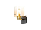 Luminosity Designs - Fae Black and Brass Framed Switched Wall Light With Tubular Glass. 1x E27 - Luminosity Designs Ltd