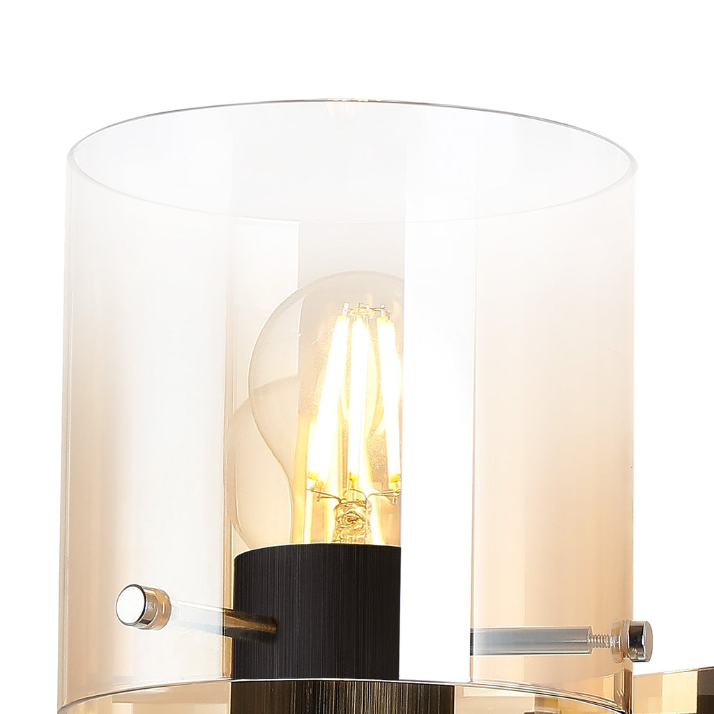 Luminosity Designs - Fae Black Framed Switched Wall Light With Tubular Glass. 1x E27 - Luminosity Designs Ltd