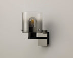 Luminosity Designs - Fae Black Framed Switched Wall Light With Tubular Glass. 1x E27 - Luminosity Designs Ltd