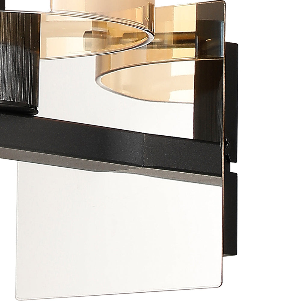 Luminosity Designs - Fae Black Framed Switched Wall Light With Tubular Glass. 1x E27 - Luminosity Designs Ltd