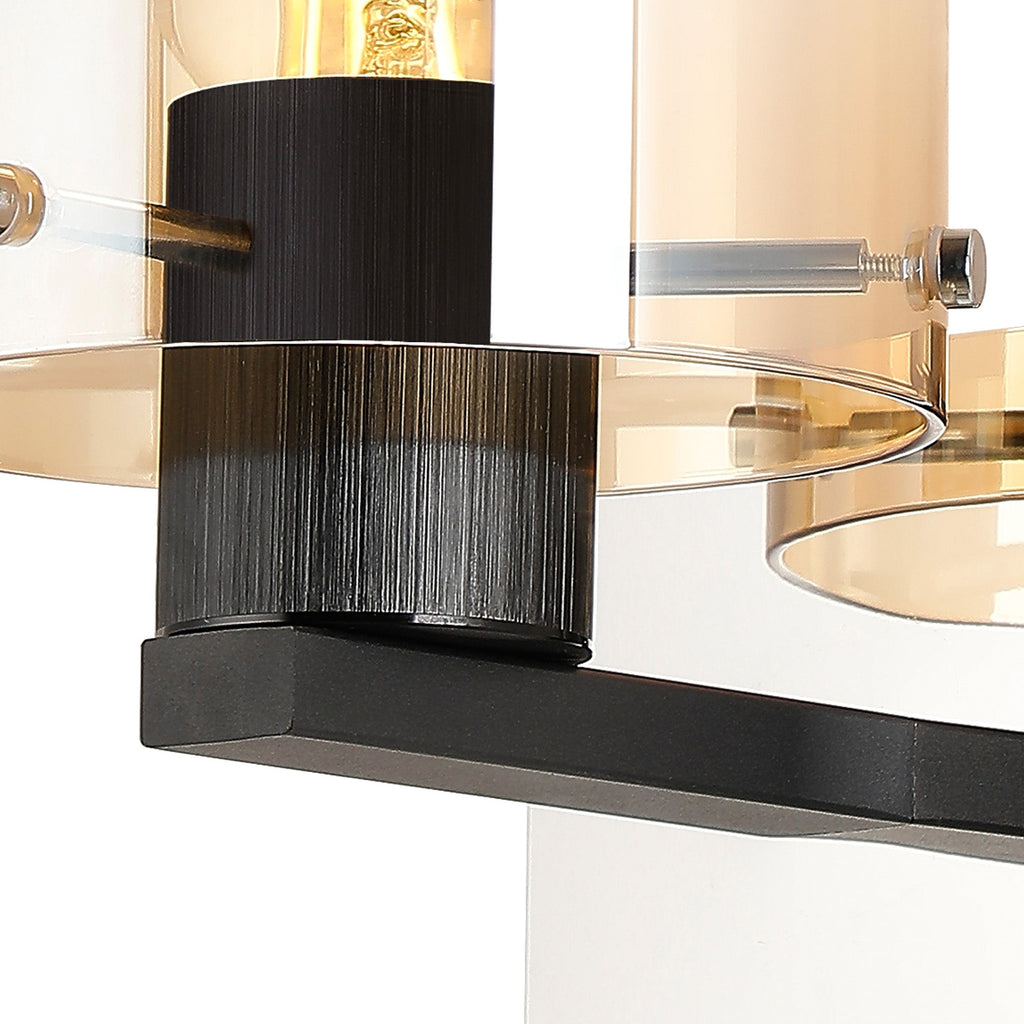 Luminosity Designs - Fae Black Framed Switched Wall Light With Tubular Glass. 1x E27 - Luminosity Designs Ltd