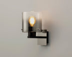 Luminosity Designs - Fae Black Framed Switched Wall Light With Tubular Glass. 1x E27 - Luminosity Designs Ltd