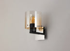 Luminosity Designs - Fae Black Framed Switched Wall Light With Tubular Glass. 1x E27 - Luminosity Designs Ltd