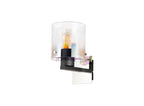 Luminosity Designs - Fae Black Framed Switched Wall Light With Tubular Glass. 1x E27 - Luminosity Designs Ltd