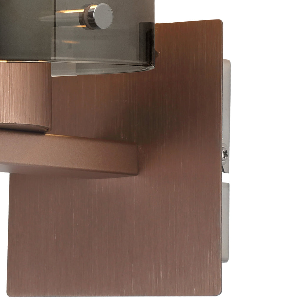 Luminosity Designs - Fae Mocha Framed Switched Wall Light With Tubular Glass. 1x E27 - Luminosity Designs Ltd