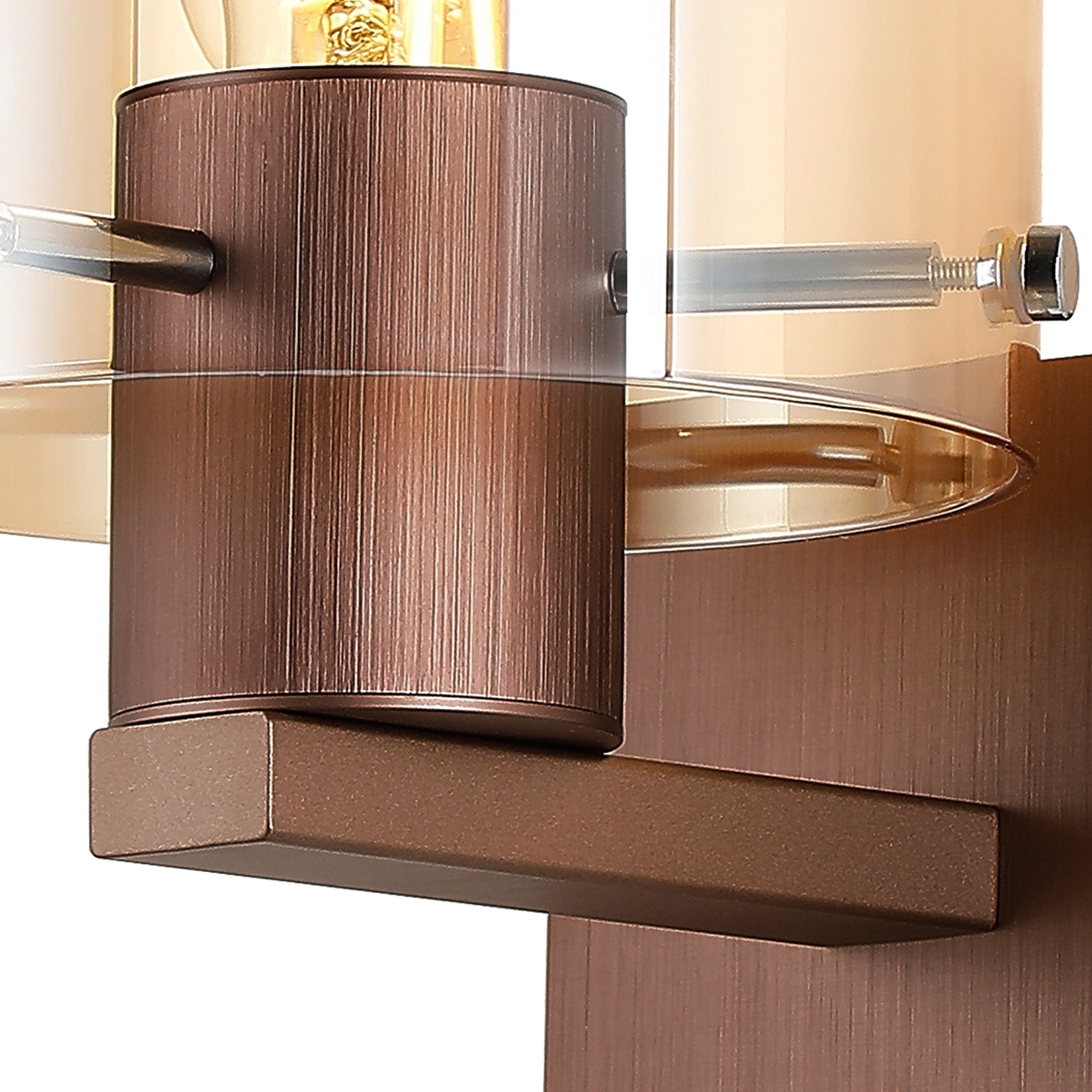 Luminosity Designs - Fae Mocha Framed Switched Wall Light With Tubular Glass. 1x E27 - Luminosity Designs Ltd