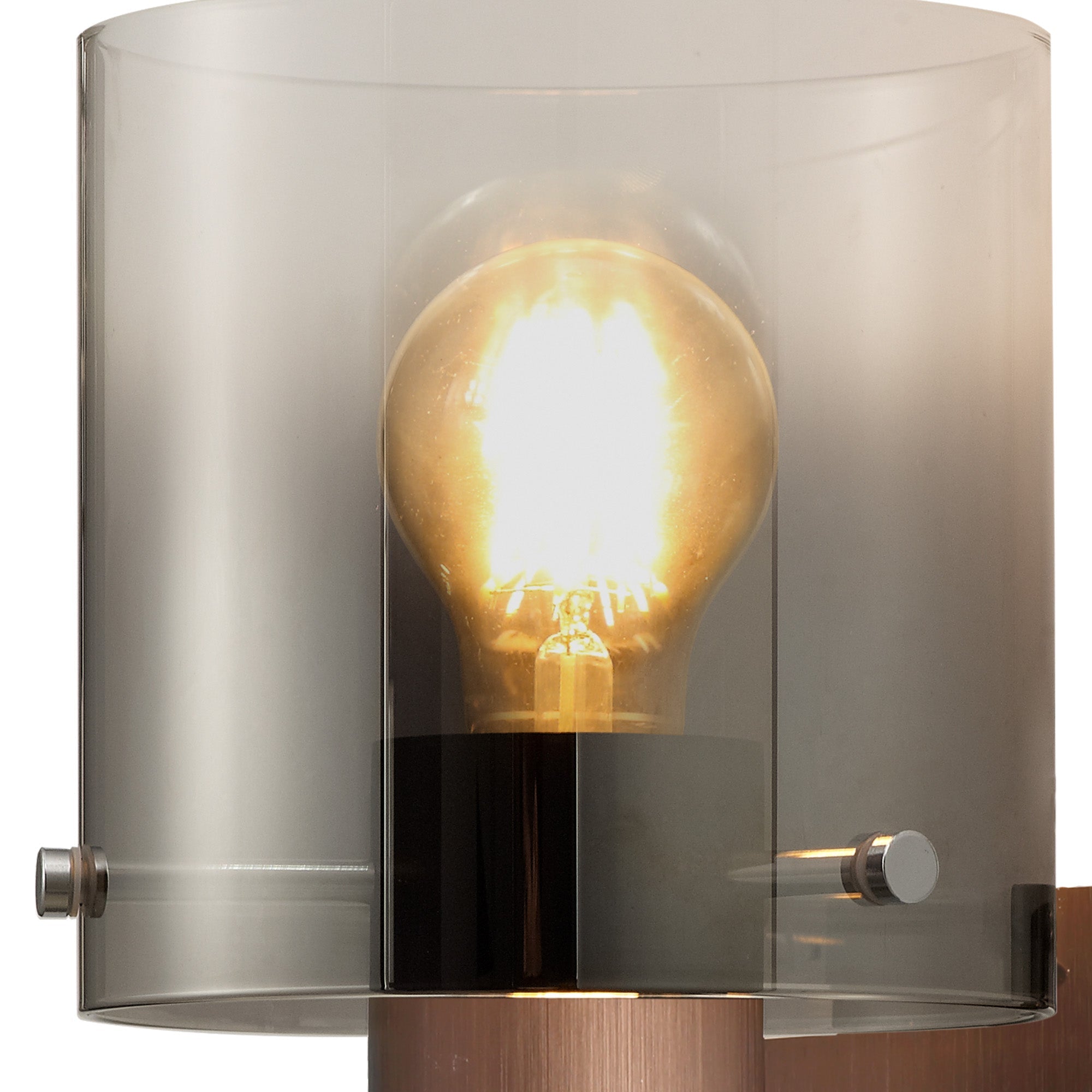 Luminosity Designs - Fae Mocha Framed Switched Wall Light With Tubular Glass. 1x E27 - Luminosity Designs Ltd