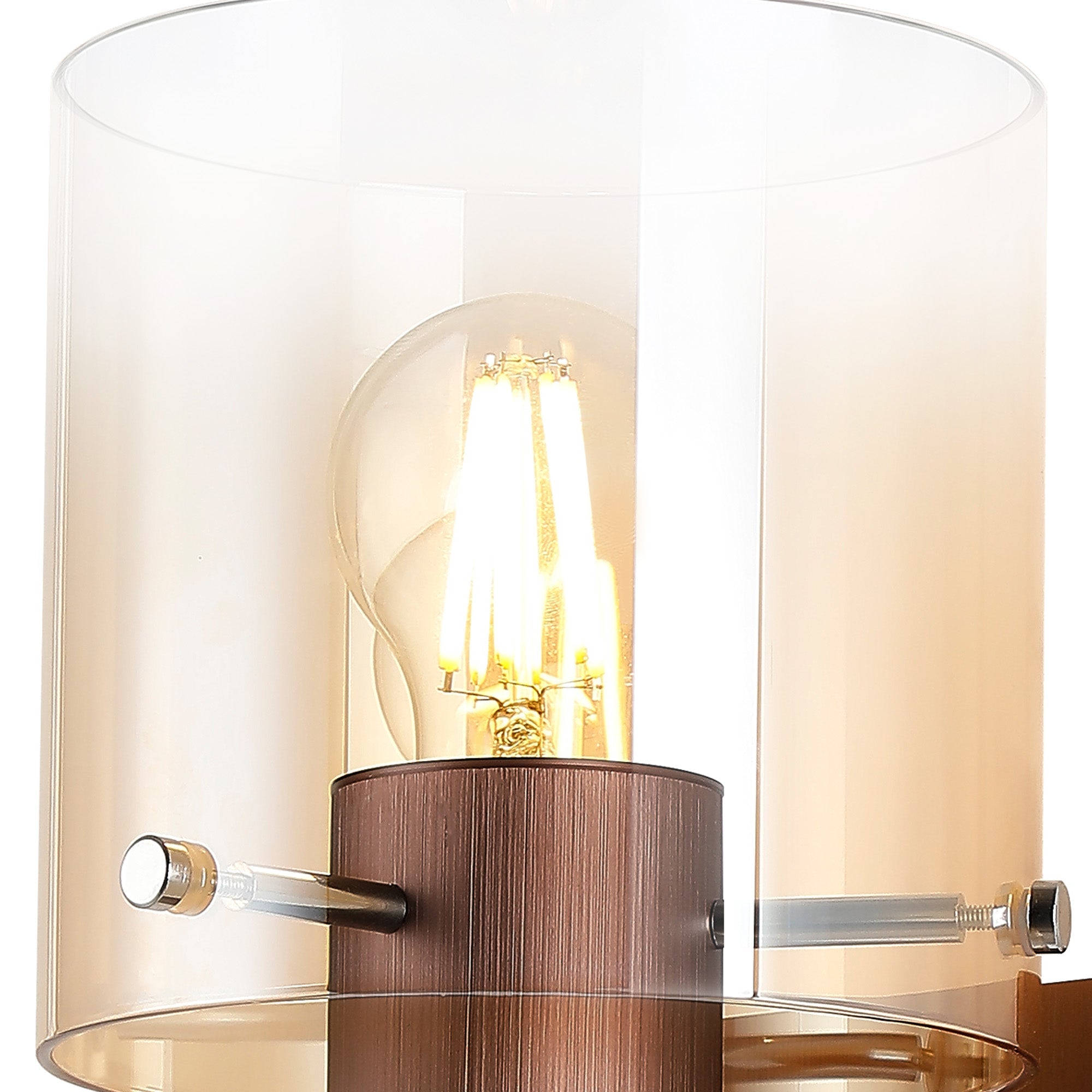 Luminosity Designs - Fae Mocha Framed Switched Wall Light With Tubular Glass. 1x E27 - Luminosity Designs Ltd