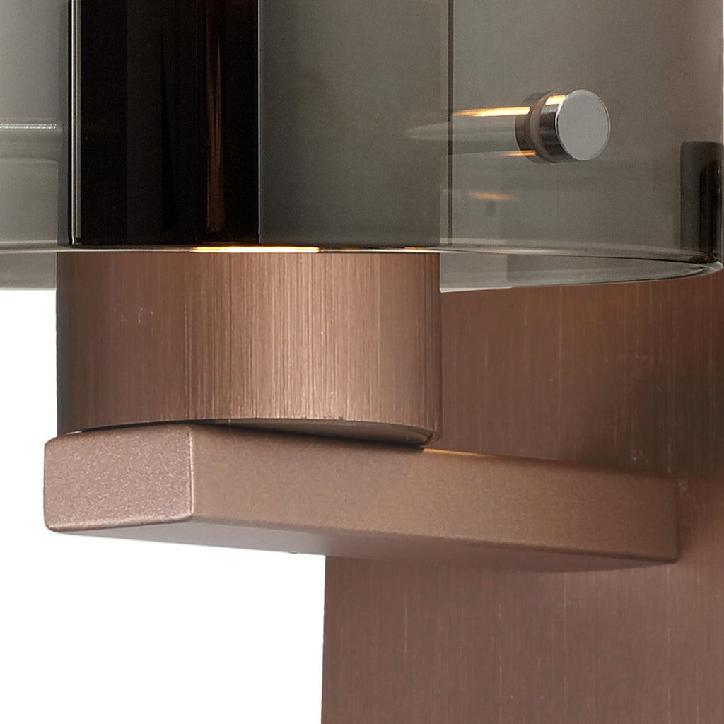 Luminosity Designs - Fae Mocha Framed Switched Wall Light With Tubular Glass. 1x E27 - Luminosity Designs Ltd