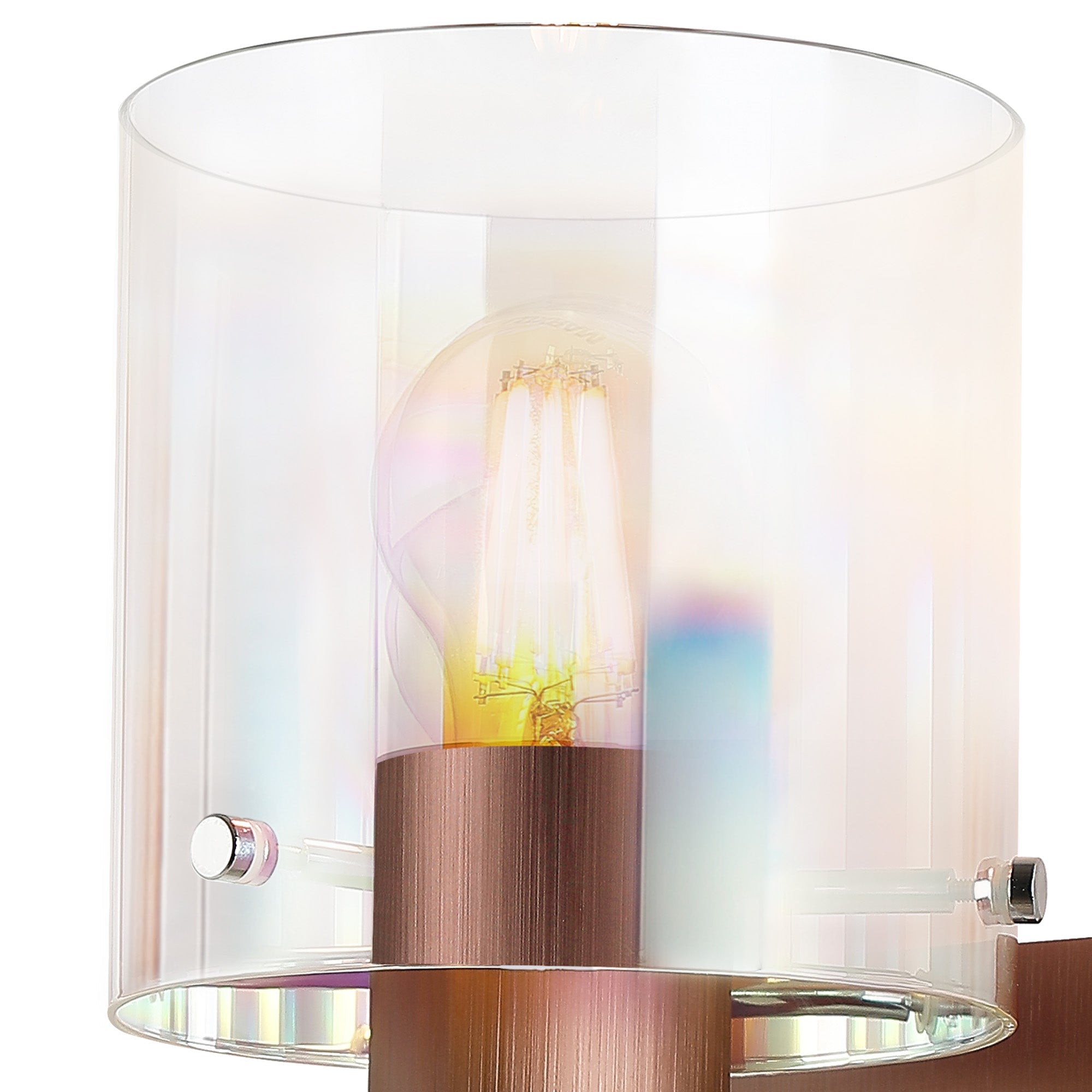 Luminosity Designs - Fae Mocha Framed Switched Wall Light With Tubular Glass. 1x E27 - Luminosity Designs Ltd
