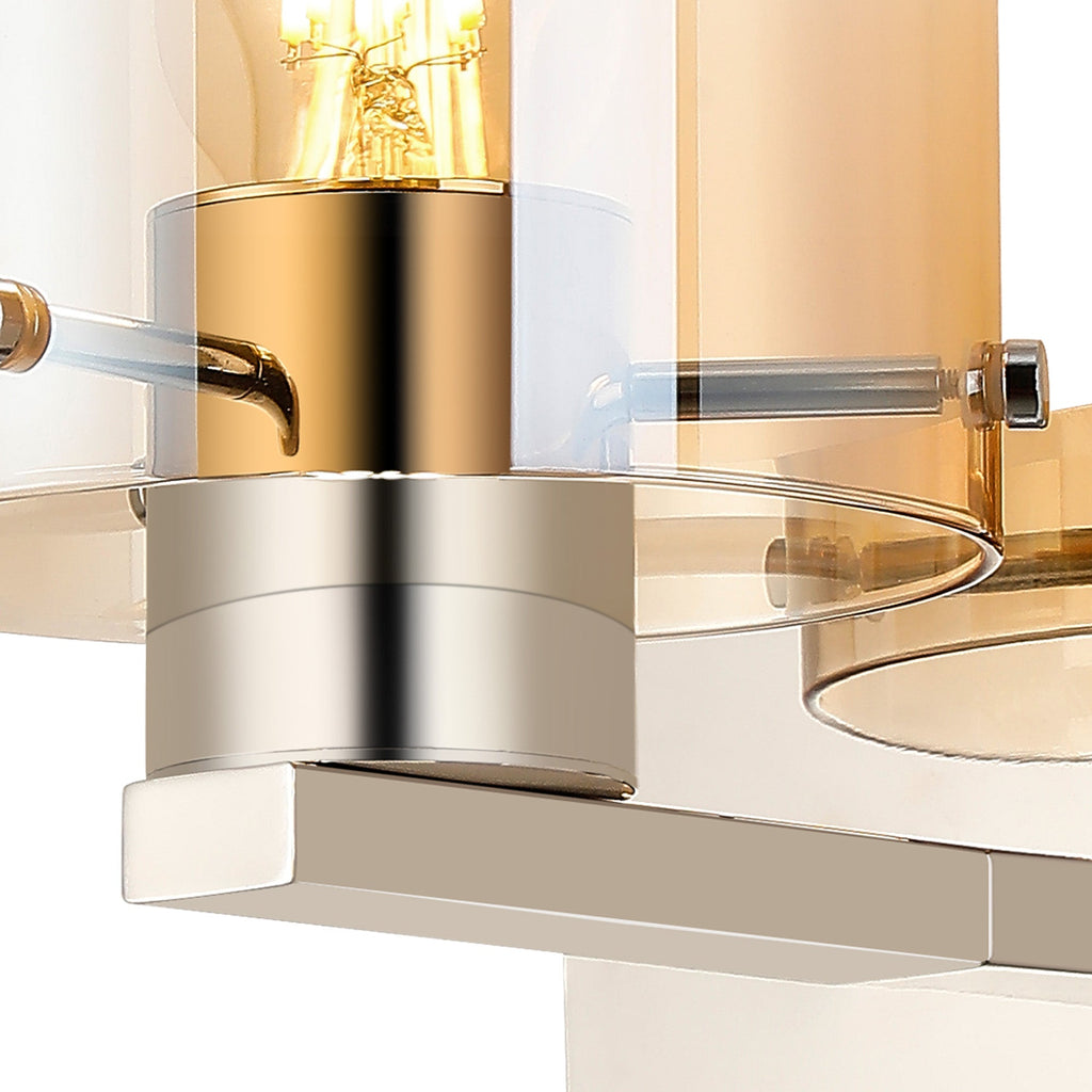 Luminosity Designs - Fae Polished Nickel Framed Switched Wall Light With Tubular Glass. 1x E27 - Luminosity Designs Ltd