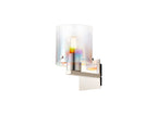Luminosity Designs - Fae Polished Nickel Framed Switched Wall Light With Tubular Glass. 1x E27 - Luminosity Designs Ltd