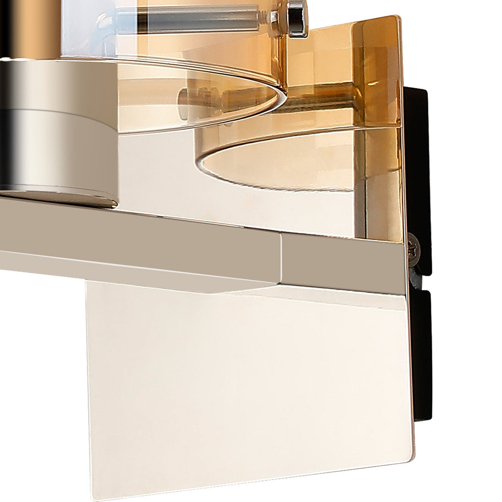 Luminosity Designs - Fae Polished Nickel Framed Switched Wall Light With Tubular Glass. 1x E27 - Luminosity Designs Ltd
