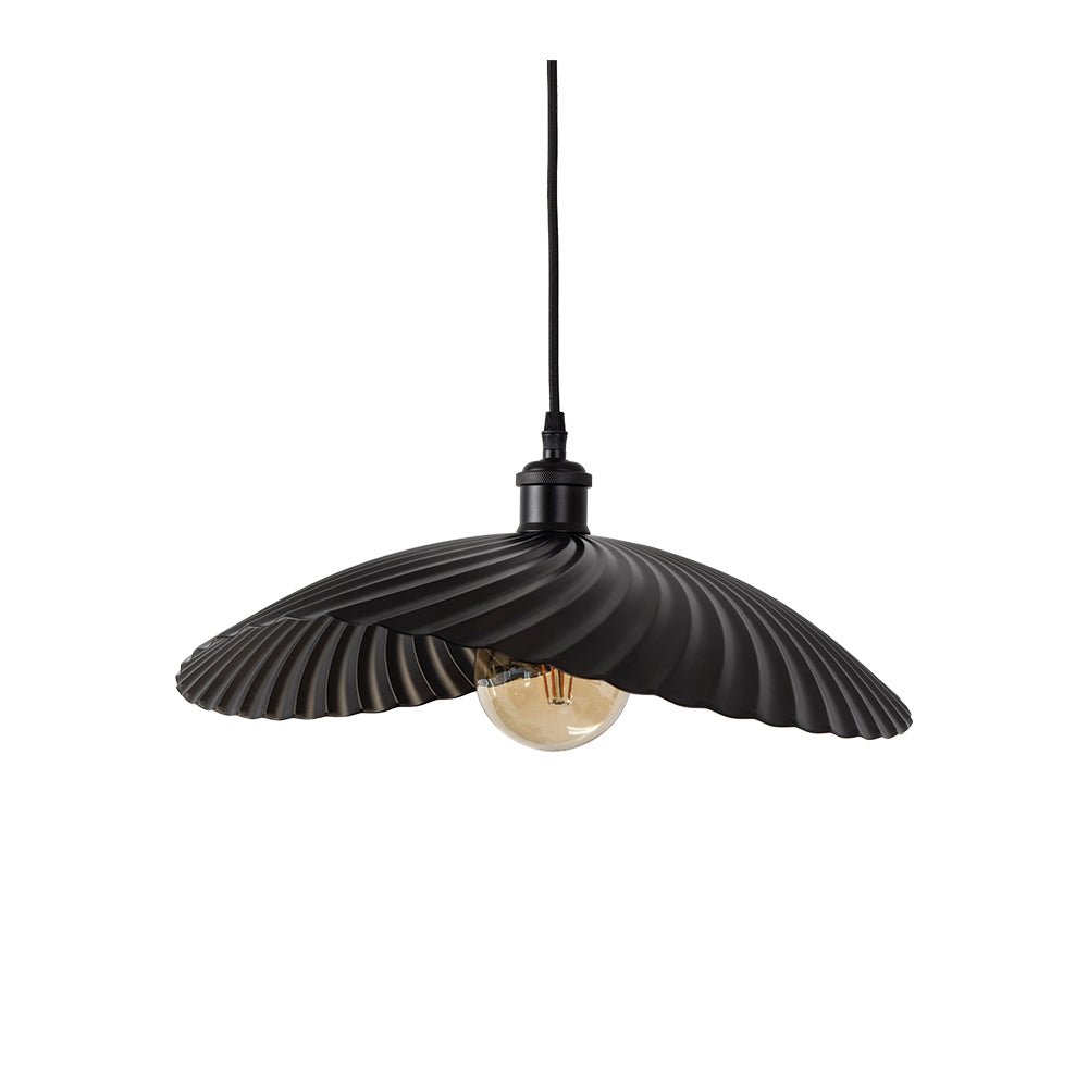 Oaks Lighting - Fairbourne Wave Single Modern Pendant With Metal Curved Framework - Luminosity Designs Ltd