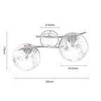 Oaks Lighting - Fairfield 2 Light Semi Flush / Wall Light with Patterned Glass Balls and Metal Framework. - Luminosity Designs Ltd