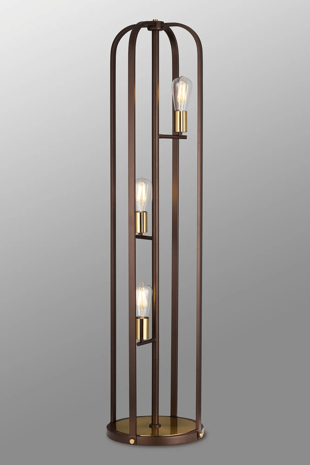 Luminosity Designs - Farmhouse Rustic Industrial Floor Light 3 Light E27 with Oxidised Framework (348052 / 351715) - Luminosity Designs Ltd