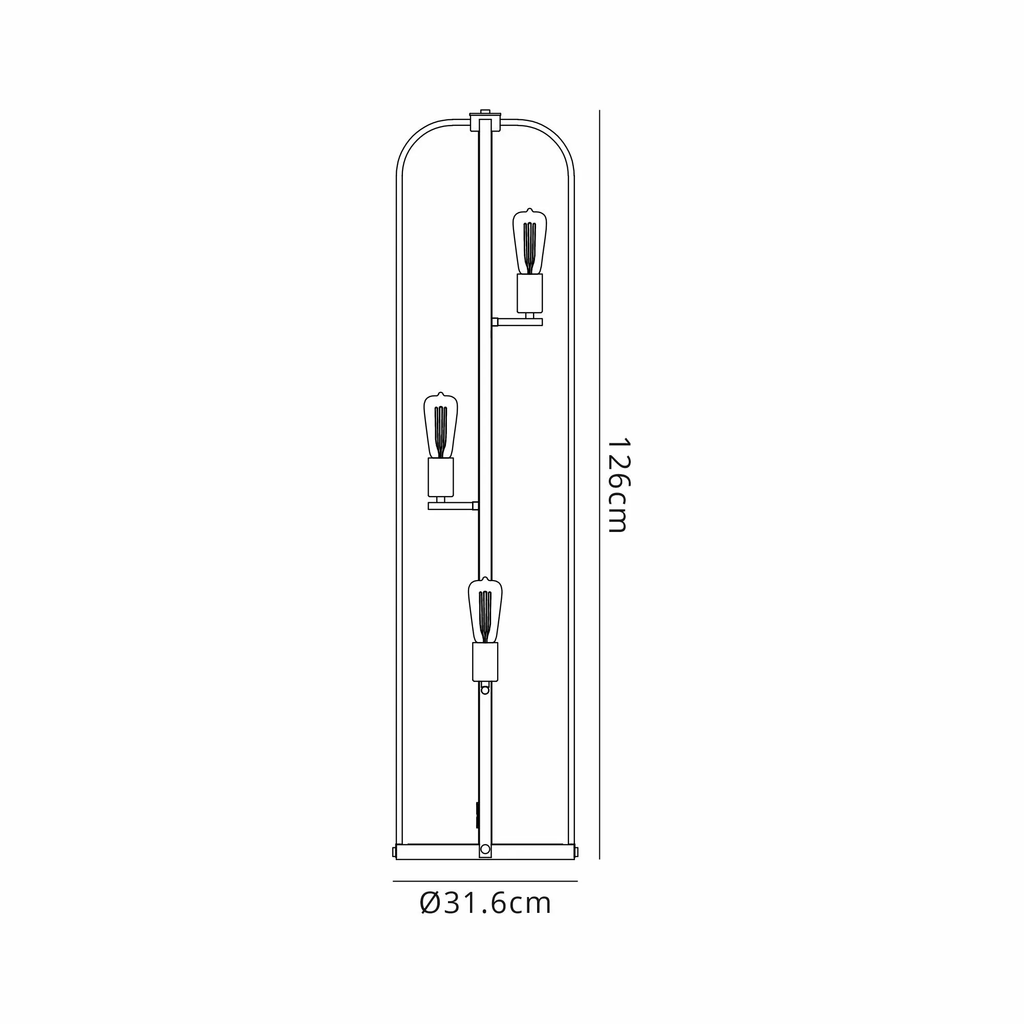 Luminosity Designs - Farmhouse Rustic Industrial Floor Light 3 Light E27 with Oxidised Framework (348052 / 351715) - Luminosity Designs Ltd
