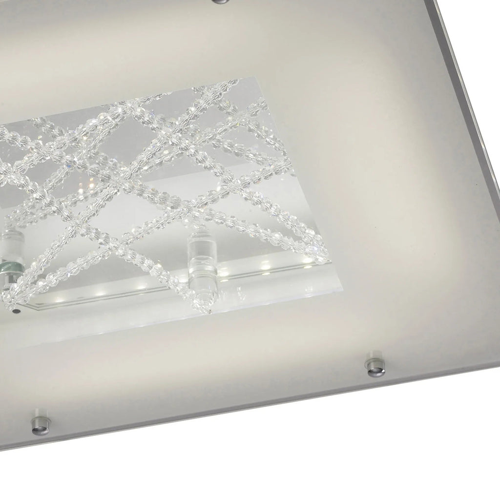 Diyas - Felix Square Ceiling Flush Light, 16W LED, 3600K, Polished Chrome/Crystal (DIYAS IL80050) - Luminosity Designs Ltd