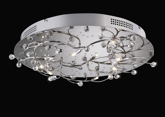 Fia Ceiling Round 6 Light,  G4 With White LEDs,  Polished Chrome/Crystal (Diyas IL30637)