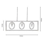 Oaks Lighting - Finley Geometric 3 Light Pendant Bar With Black Framework and Wooden Detailing, 3x E27 - Luminosity Designs Ltd