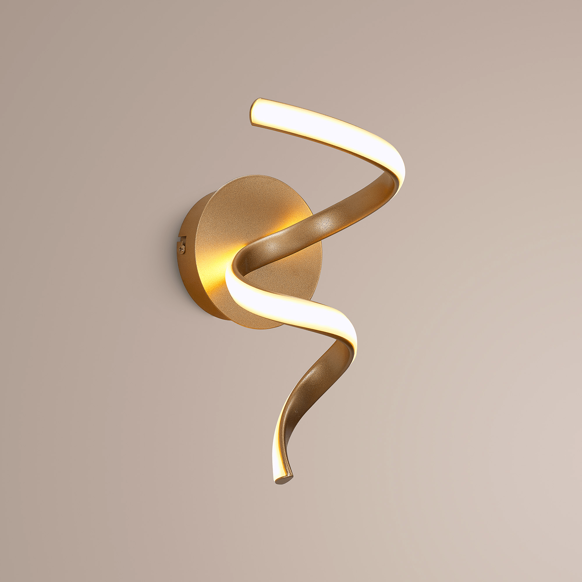 Luminosity Designs Ltd - Finnegan Modern Spiral Champagne Gold Neon Wall Light Fitting - Luminosity Designs Ltd