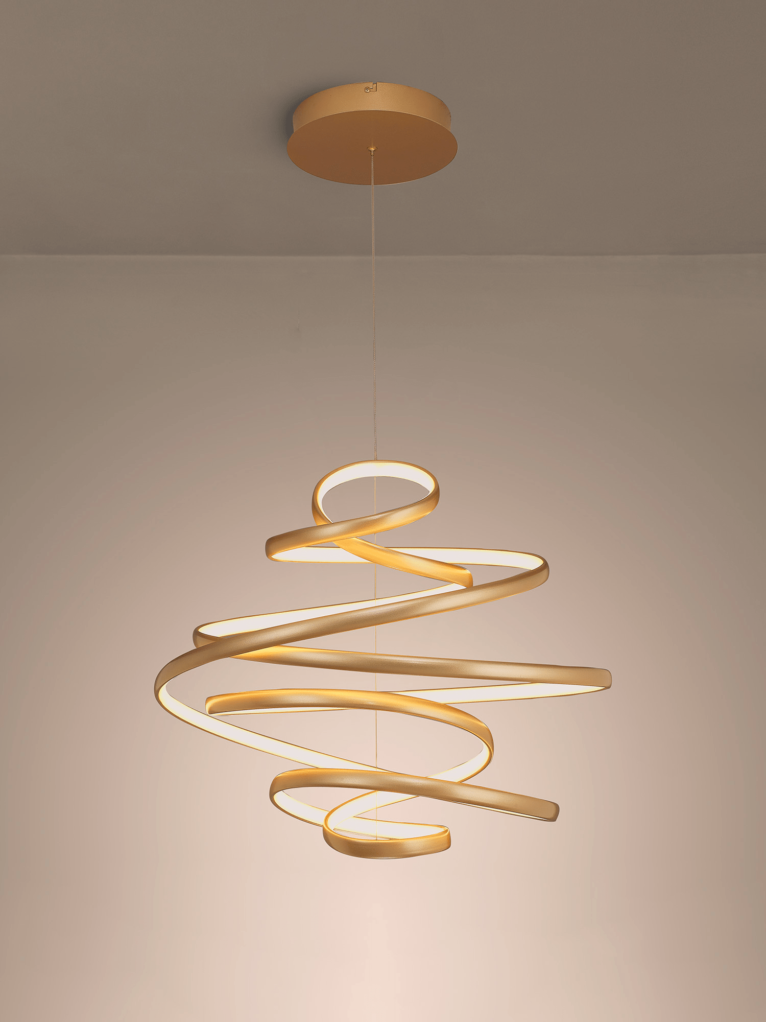 Luminosity Designs Ltd - Finnegan Modern Statement Champagne Gold Neon Dimmable Pendant with Adjustable Drop - Luminosity Designs Ltd