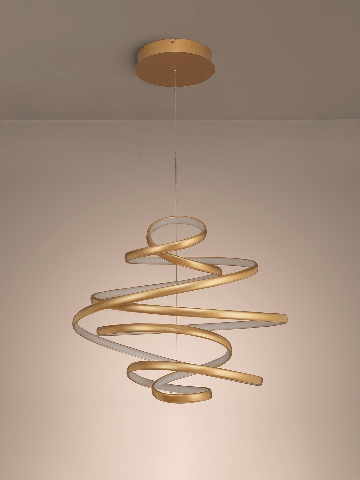 Luminosity Designs Ltd - Finnegan Modern Statement Champagne Gold Neon Dimmable Pendant with Adjustable Drop - Luminosity Designs Ltd