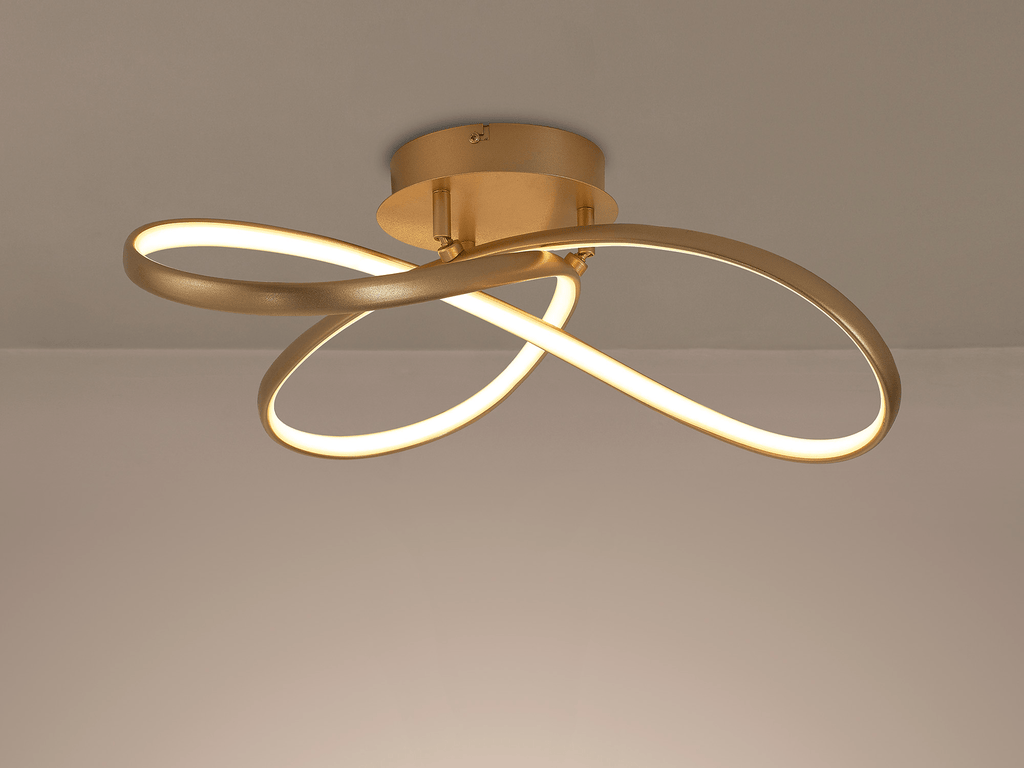 Luminosity Designs Ltd - Finnegan Modern Statement Champagne Gold Neon Dimmable Semi Flush Light Fitting - Luminosity Designs Ltd