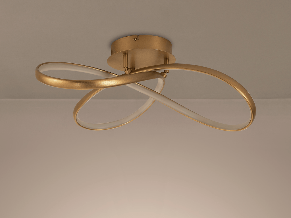 Luminosity Designs Ltd - Finnegan Modern Statement Champagne Gold Neon Dimmable Semi Flush Light Fitting - Luminosity Designs Ltd