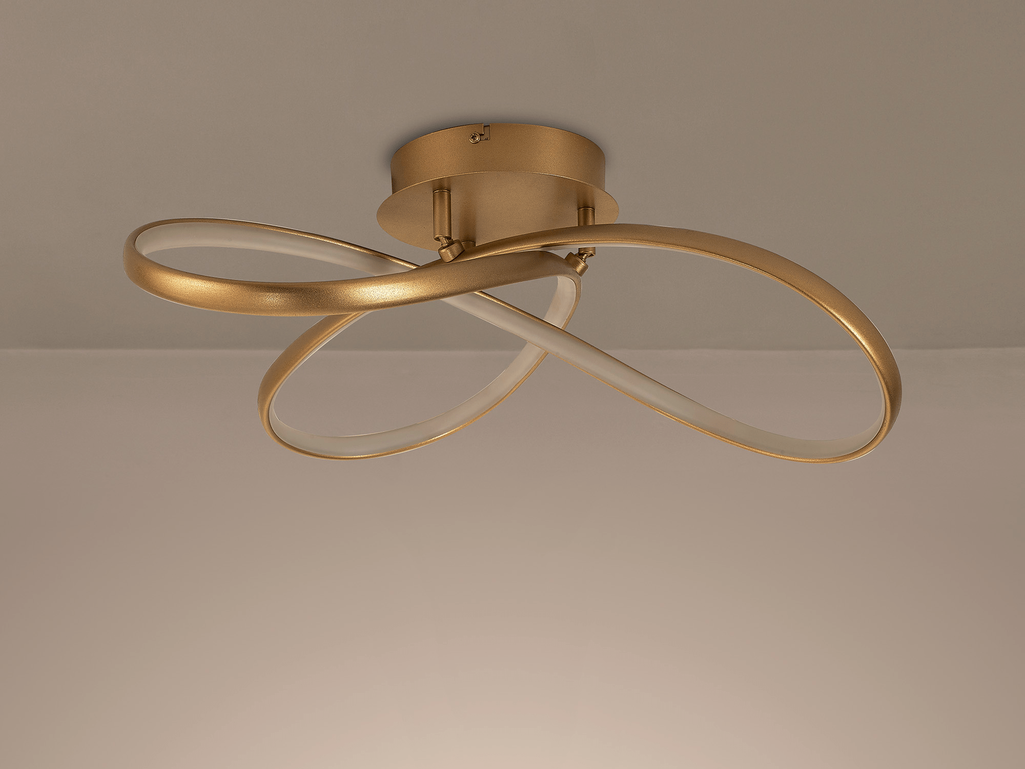 Luminosity Designs Ltd - Finnegan Modern Statement Champagne Gold Neon Dimmable Semi Flush Light Fitting - Luminosity Designs Ltd