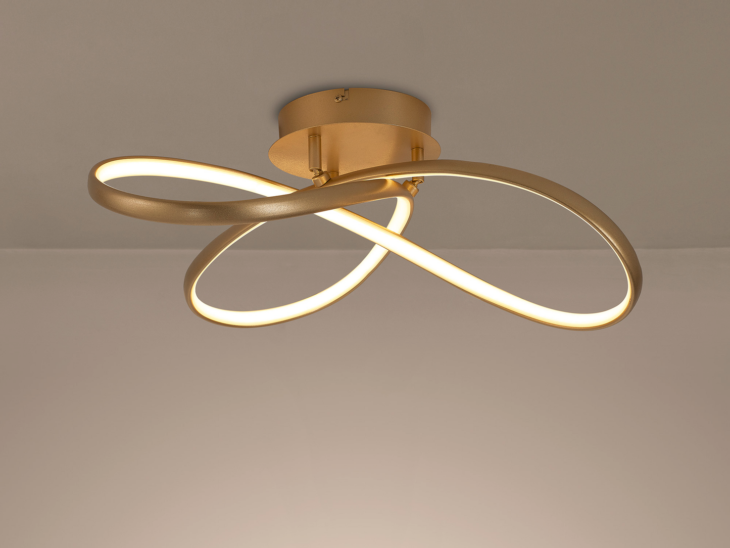 Finnegan Modern Statement  Champagne Gold Neon Dimmable Semi Flush Light Fitting