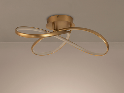 Finnegan Modern Statement  Champagne Gold Neon Dimmable Semi Flush Light Fitting