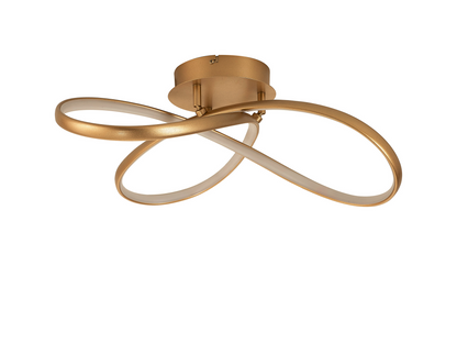 Finnegan Modern Statement  Champagne Gold Neon Dimmable Semi Flush Light Fitting