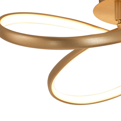 Finnegan Modern Statement  Champagne Gold Neon Dimmable Semi Flush Light Fitting