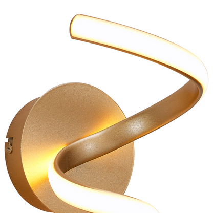 Finnegan Modern Spiral Champagne Gold Neon Wall Light Fitting