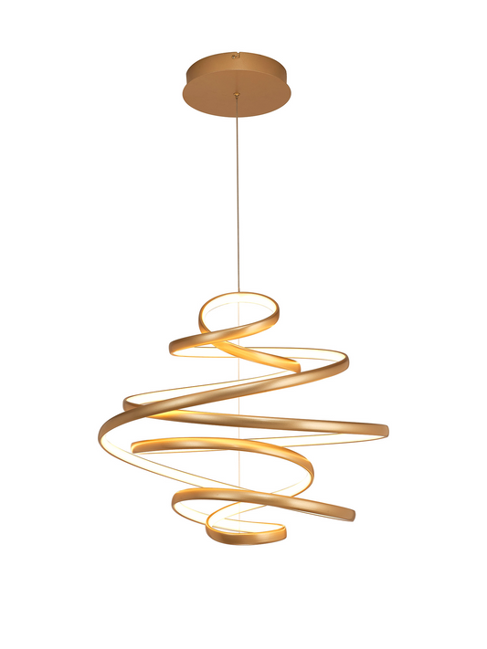 Finnegan Modern Statement  Champagne Gold Neon Dimmable Pendant with Adjustable Drop
