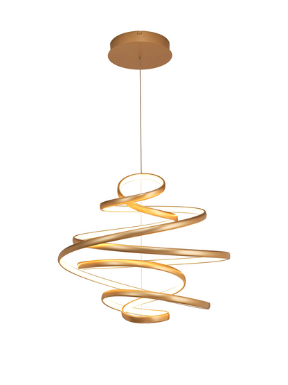 Finnegan Modern Statement  Champagne Gold Neon Dimmable Pendant with Adjustable Drop