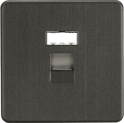 Knightsbridge - Flat Plate Metal Screwless RJ45 Network Outlet - Luminosity Designs Ltd
