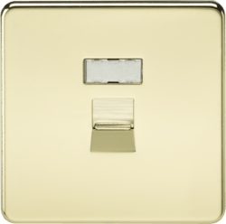 Knightsbridge - Flat Plate Metal Screwless RJ45 Network Outlet - Luminosity Designs Ltd