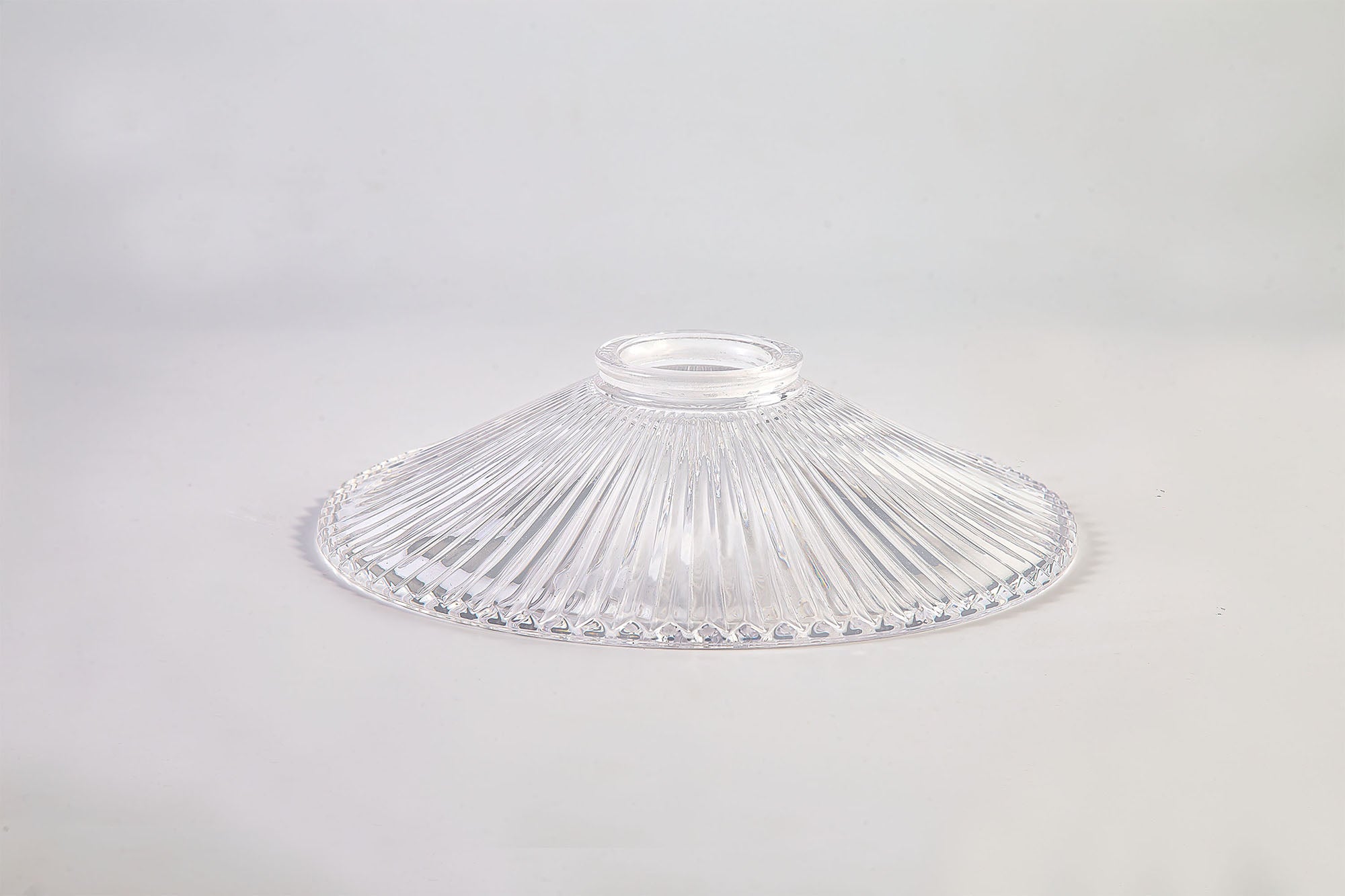 Deco - Flattened Ribbed Effect Clear Glass Lampshade - Luminosity Designs Ltd