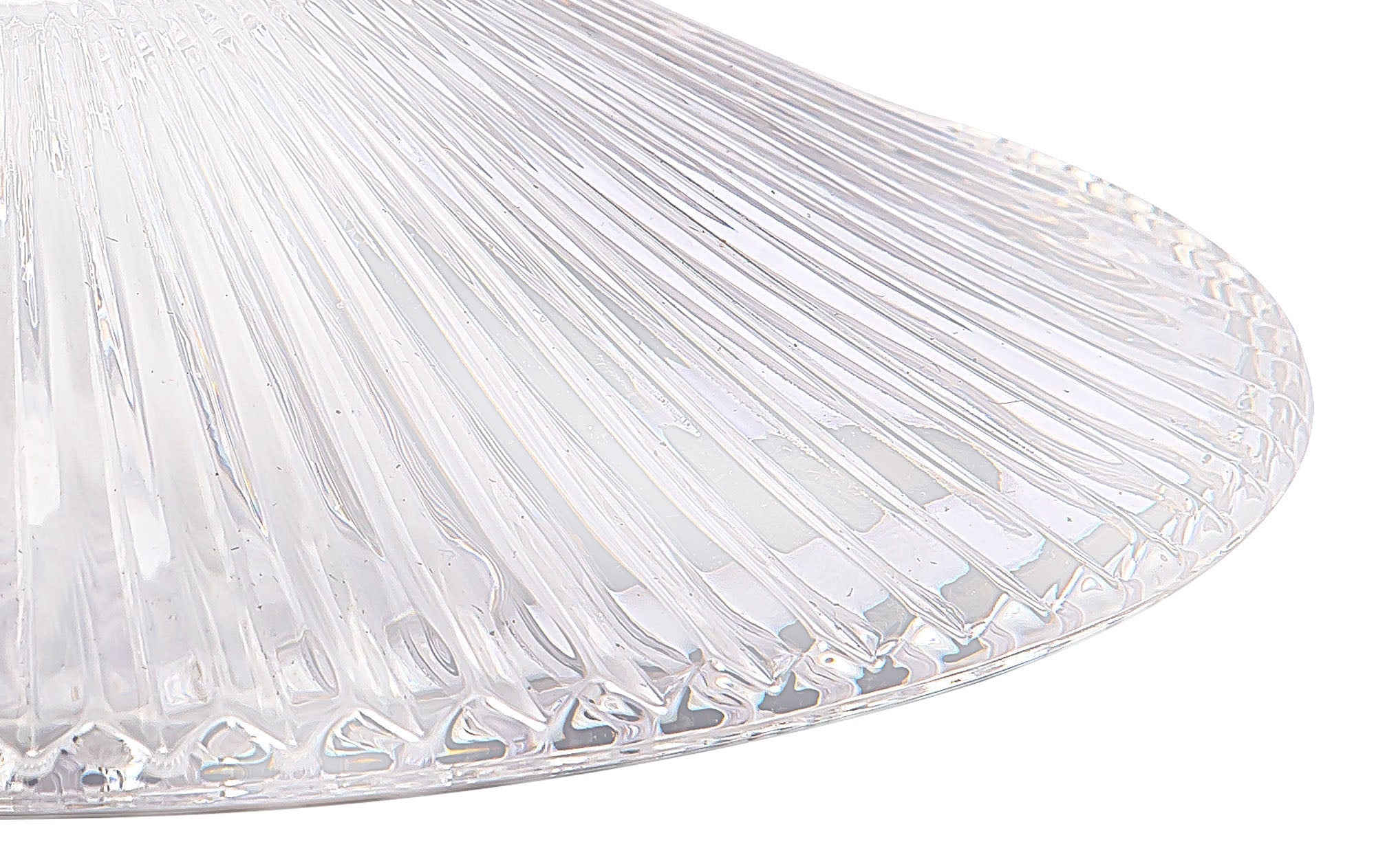 Deco - Flattened Ribbed Effect Clear Glass Lampshade - Luminosity Designs Ltd