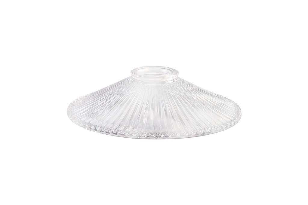 Deco - Flattened Ribbed Effect Clear Glass Lampshade - Luminosity Designs Ltd