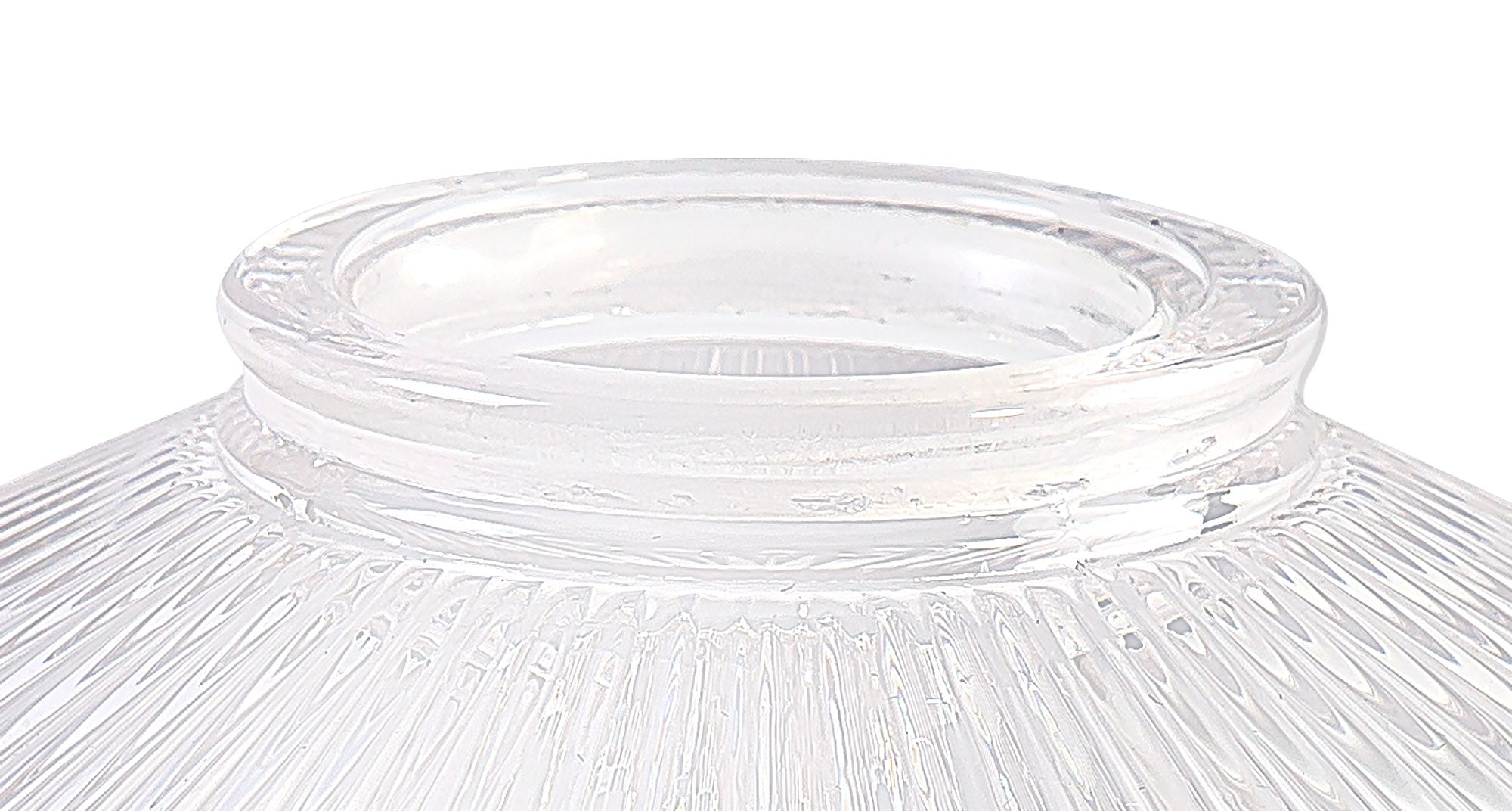 Deco - Flattened Ribbed Effect Clear Glass Lampshade - Luminosity Designs Ltd