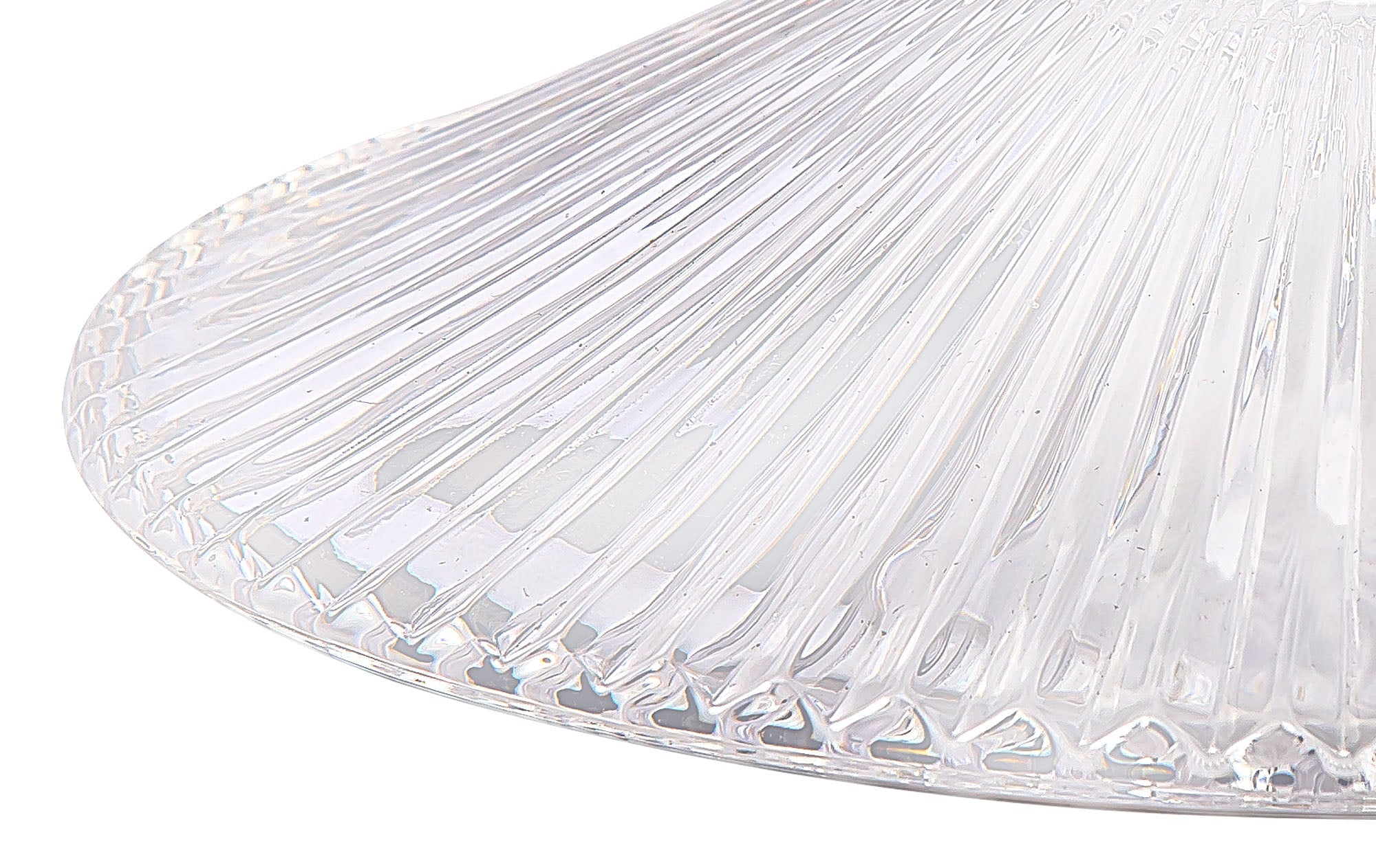 Deco - Flattened Ribbed Effect Clear Glass Lampshade - Luminosity Designs Ltd